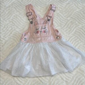 OshKosh B’gosh Bunny Overall Dress | Pink & White Tulle | Size 2T